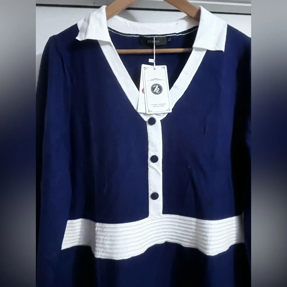 NWT ZESICA Long Sleeve V Neck Sweater Dress Sz XL Women - Picture 2 of 9